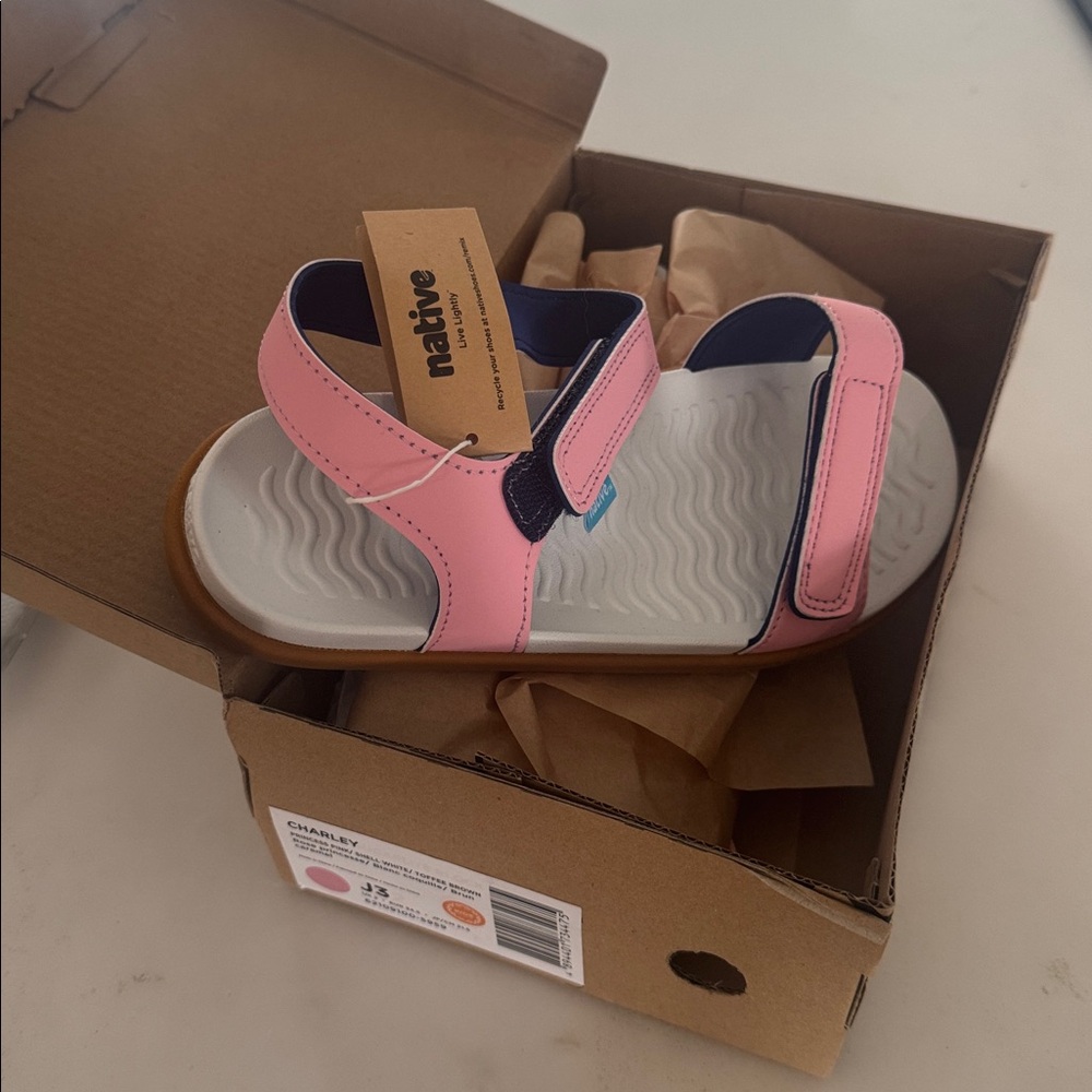Native Pink and White Kids' Sandals